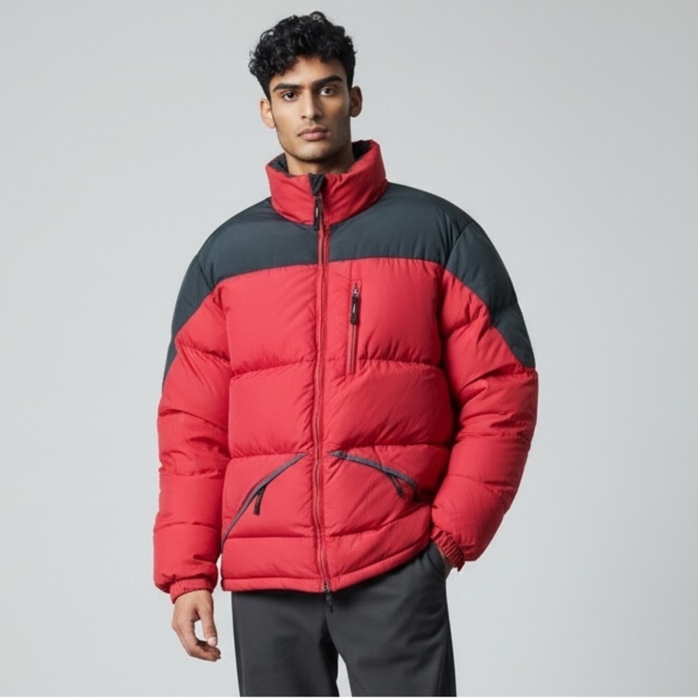 Aigle Down Filled Red & Black Puffer Coat